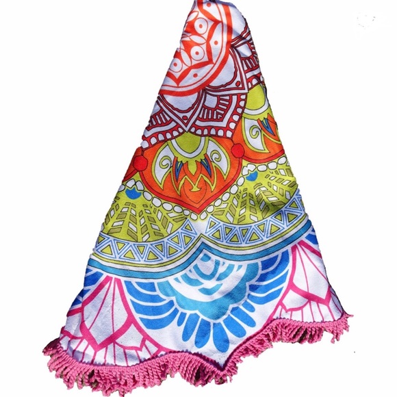 Round Beach Towel with fringe multi-purpose 60 in - Picture 8 of 11